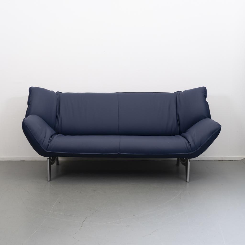 1x Leolux Tango 3-zits/223cm Bank Kobaltblauw Leer - Metaal, Niet ingevuld, Niet ingevuld, Leer, Ophalen of Verzenden