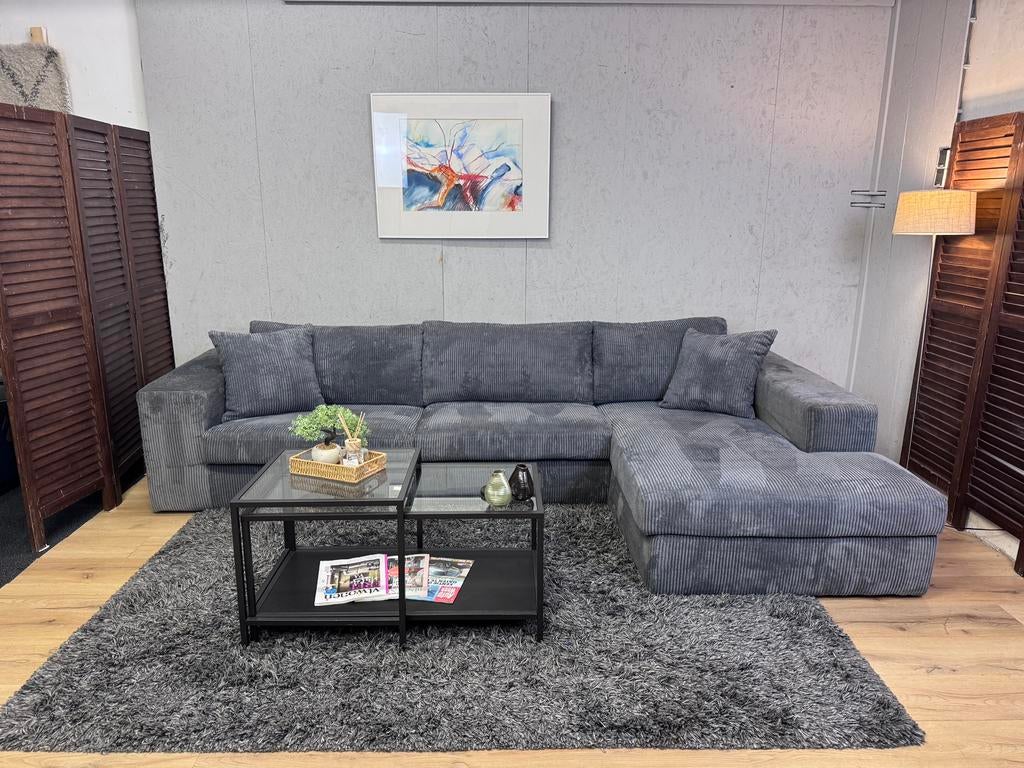 Fijne Grijze Ribstof Loungebank Refurbished - Gratis Bezorgd, Ophalen of Verzenden, Zo goed als nieuw, Noordkade 68A, Stof