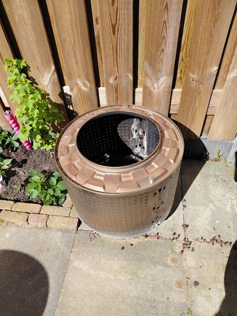Unieke vuurkorf van wastrommel met deksel, Tuin en Terras, Vuurkorven, Ophalen