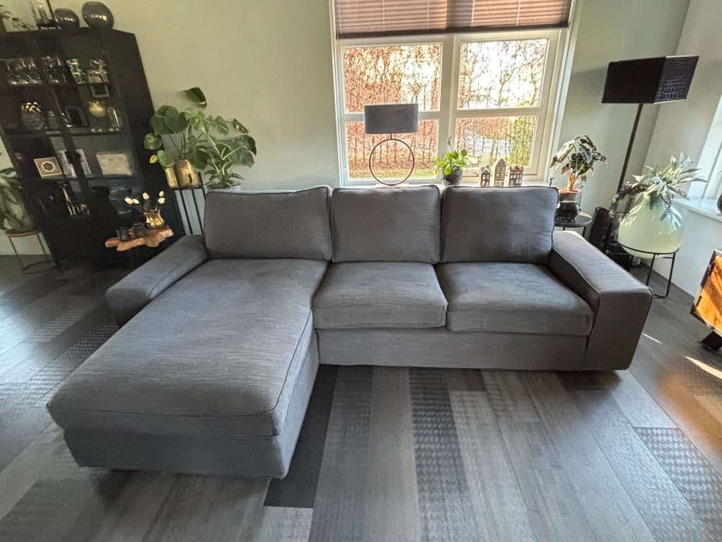KIVIK 3-zitsbank met chaise longue, Gunnared middengrijs, Ophalen, Zo goed als nieuw, Stof
