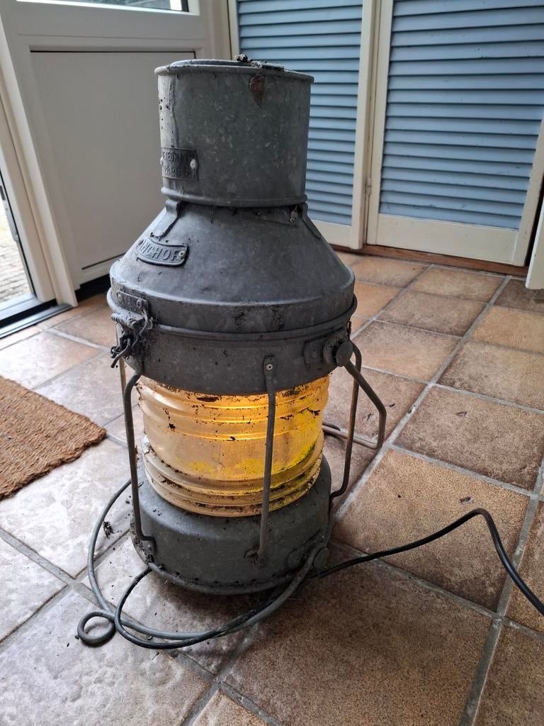 Vintage scheepslamp / ankerlicht - industrieel, Ophalen