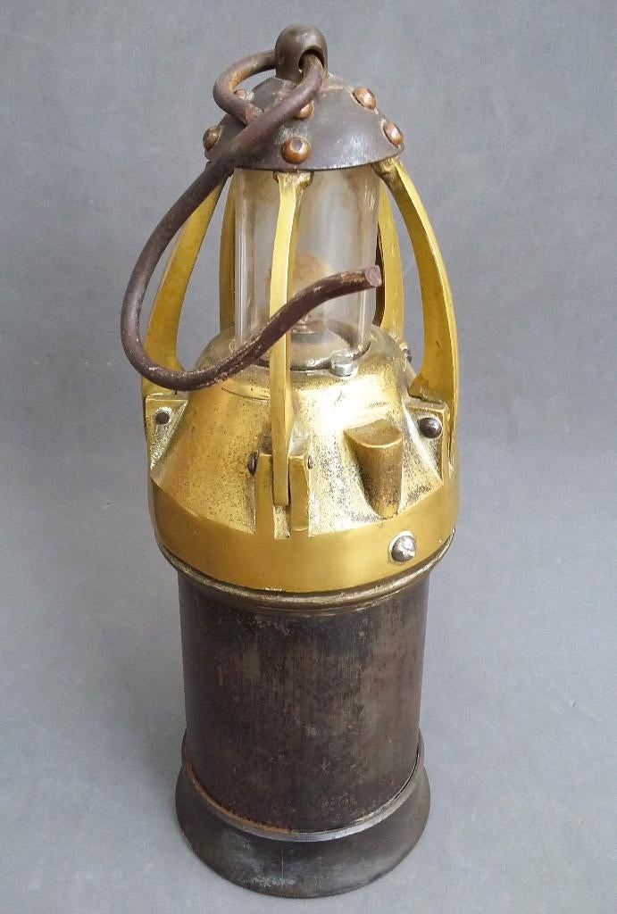 Antieke oude Mijnlamp Mijnwerkerslamp Minbouw Lamp, Antiek en Kunst, Ophalen of Verzenden