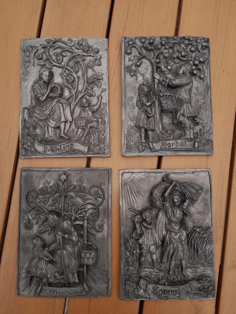 Tegels 4 seizoenen, Antiek en Kunst, Antiek | Wandborden en Tegels, Ophalen of Verzenden