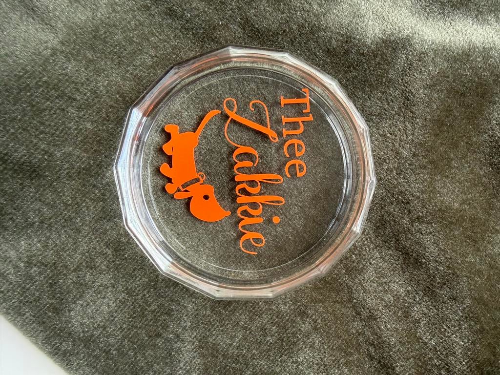 Glazen schaaltje 'Thee Zakkie', Ophalen of Verzenden, Zo goed als nieuw, Meerkleurig, Glas