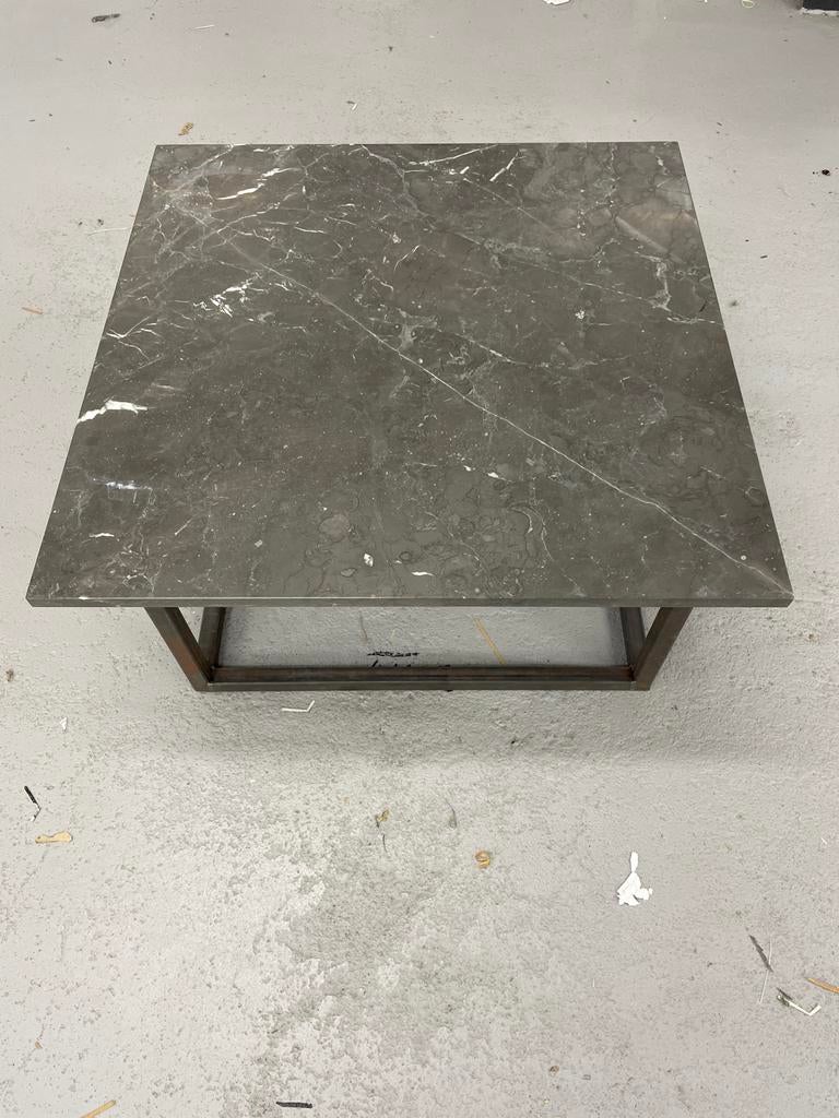 Marmer Salontafel met Stalen Frame, Ophalen, 50 tot 100 cm, Vierkant, Nieuw