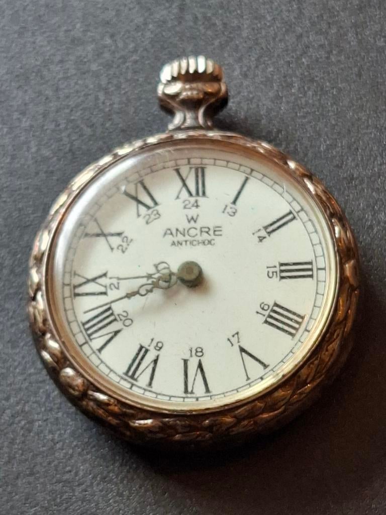 Zilveren klokje antiek Ancre, Ophalen of Verzenden, Zilver, Overige merken