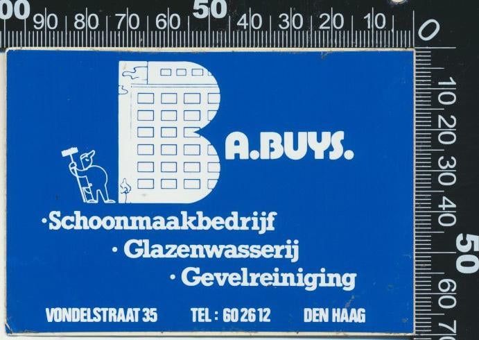 Sticker: Buys Schoonmaakbedrijf - Den Haag, Ophalen of Verzenden, Zo goed als nieuw, Bedrijf of Vereniging