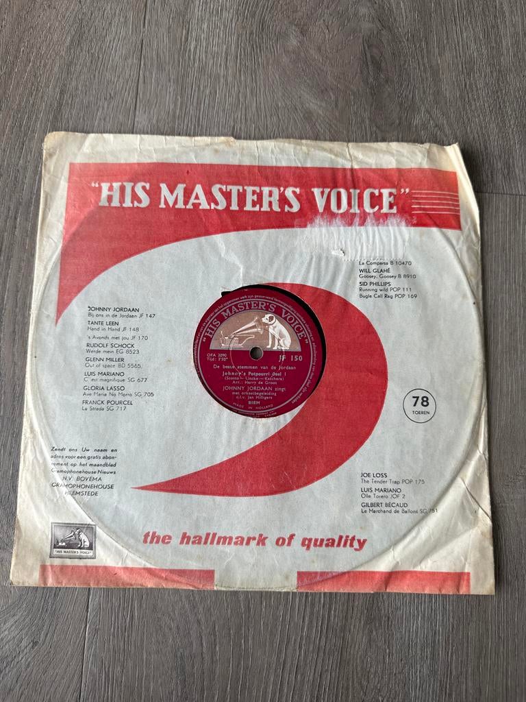 His Master's Voice 78 toeren plaat, Ophalen, Gebruikt, 10 inch