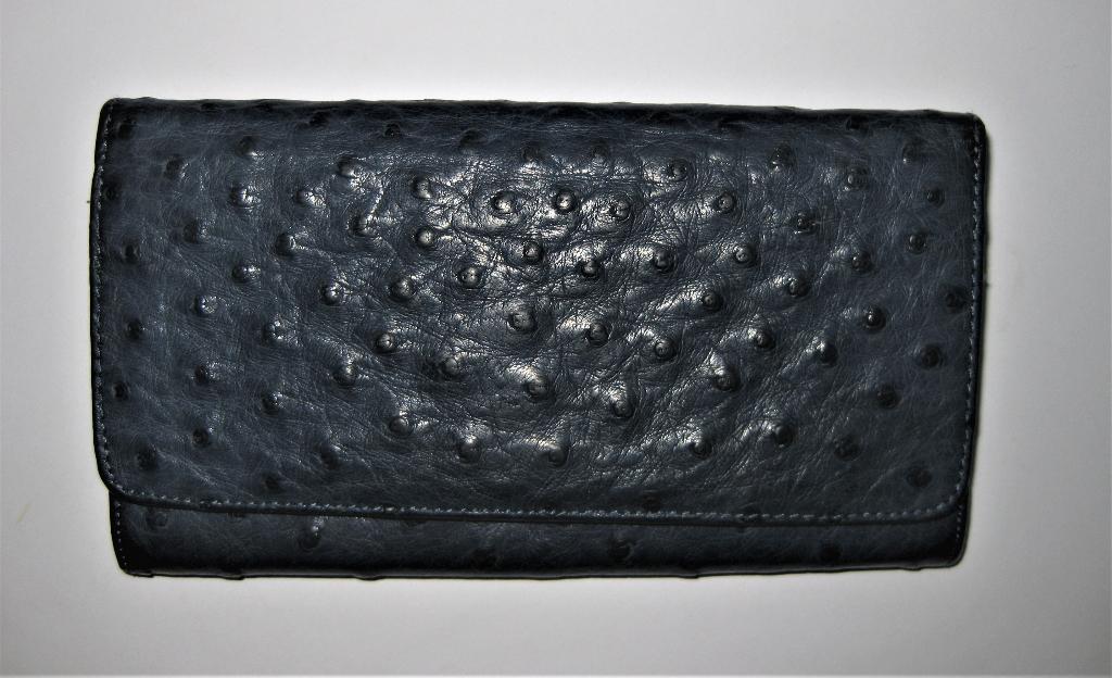 Portemonnee Struisvogelleer Genuine Ostricht Gemerkt Z.G.A.N, Overige merken, Blauw, Ophalen of Verzenden, Zo goed als nieuw