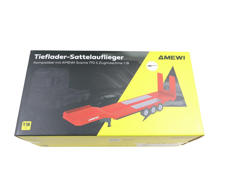 Huina Flatbed Semi-Trailer 3 Axles Scania 1:18 grijs