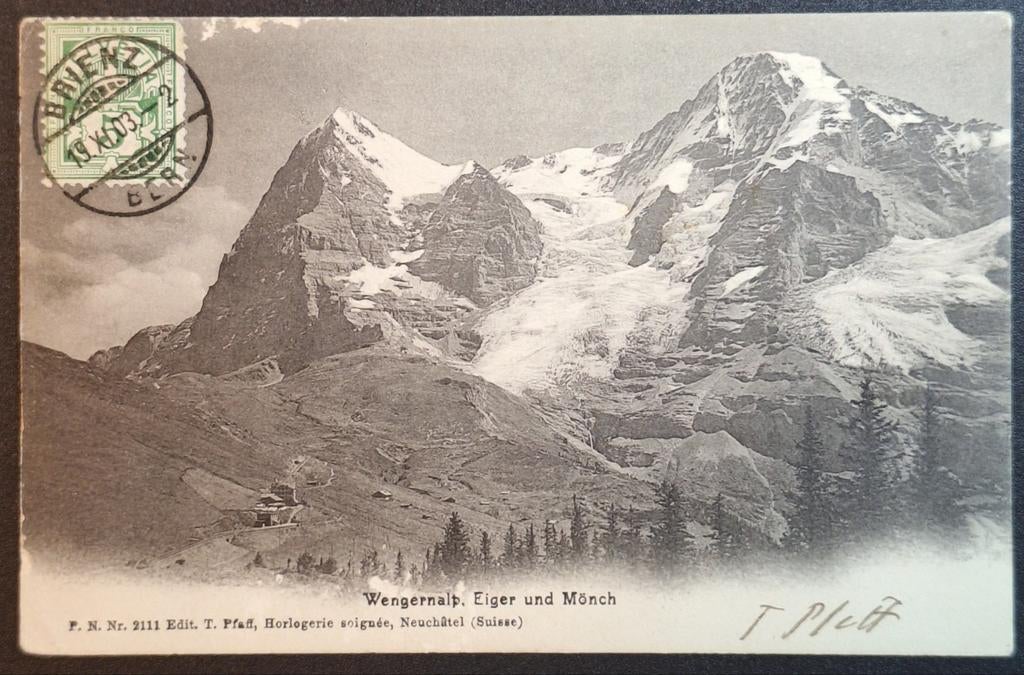 Wengernalp, Eiger, Mönch Zwitserland 1903, Ophalen of Verzenden, Voor 1920, Gelopen, Overig Europa