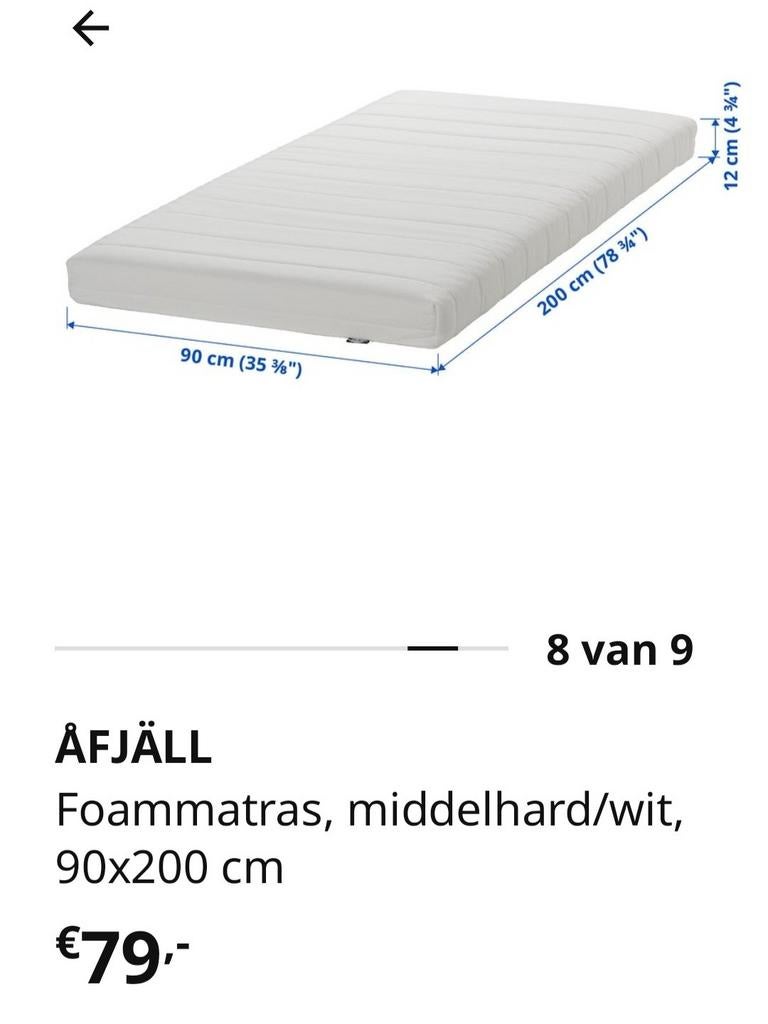Matras Ikea Afjäll, Huis en Inrichting, Slaapkamer | Matrassen en Bedbodems, Ophalen, Eenpersoons