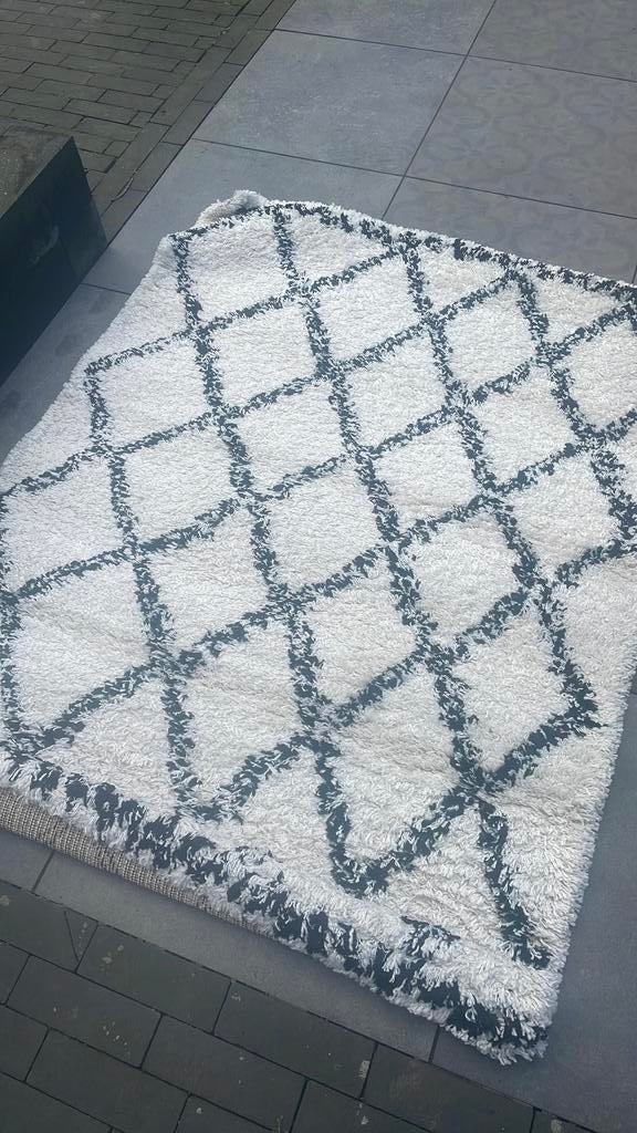 Tapijt vloerkleed Karwei Varamin zwart/wit 120x170, Gebruikt, Wit, 200 cm of meer, Ophalen of Verzenden
