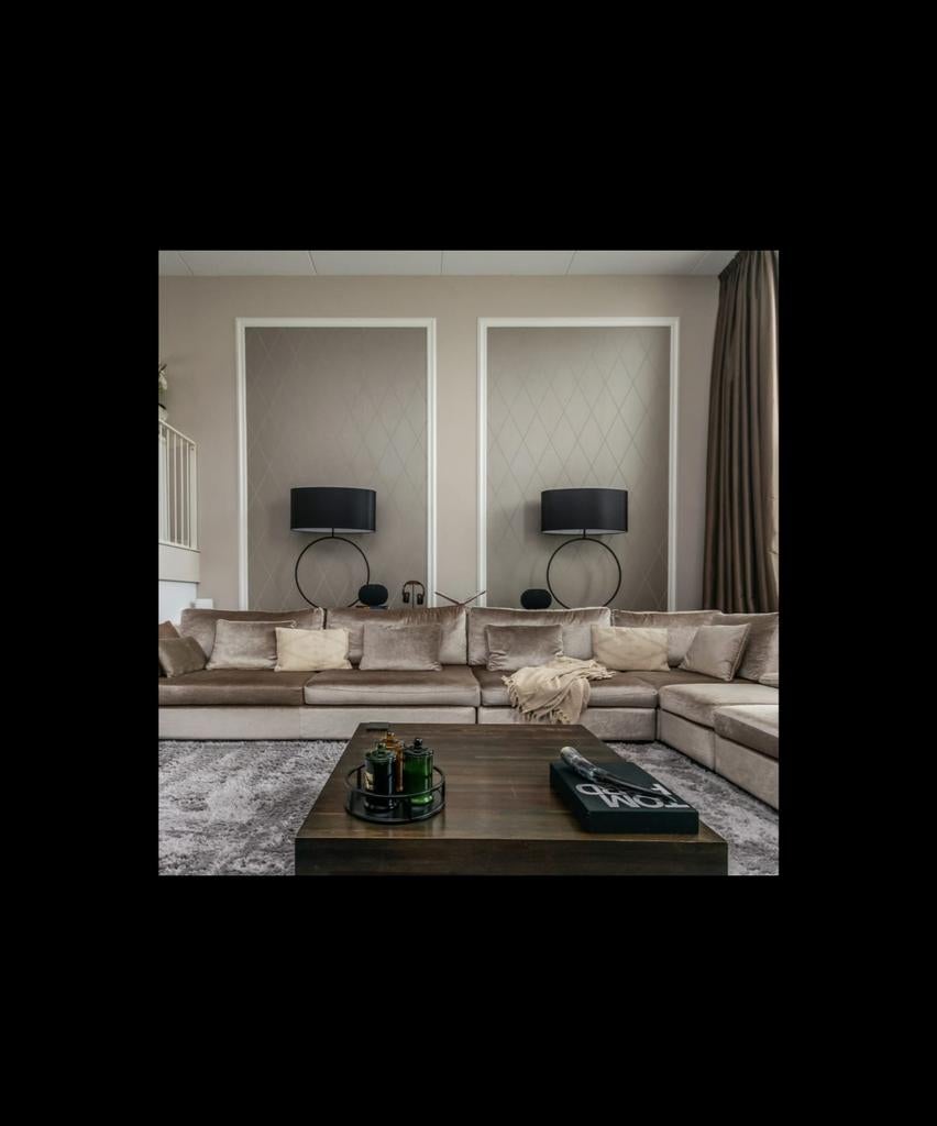 Set van 2 grote design ringlampen zwart – Eric Kuster stijl, Huis en Inrichting, Lampen | Tafellampen, Zo goed als nieuw, 75 cm of meer