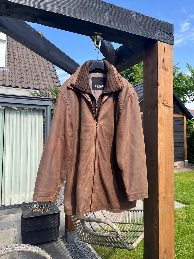 Heren, leren jas Donar maat 50, Ophalen of Verzenden, Zo goed als nieuw, Maat 48/50 (M), Bruin