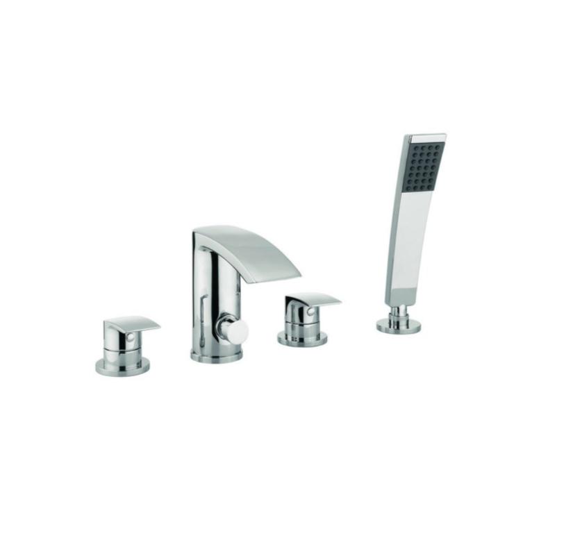 CROSSWATER FLOW 4 GATS BADRANDKRAAN MET HANDDOUCHE CHROOM, Niet ingevuld, Niet ingevuld, Nieuw, Ophalen of Verzenden