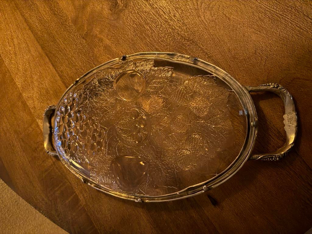 Vintage Glazen Dienblad, glazen beer en servies, Ophalen