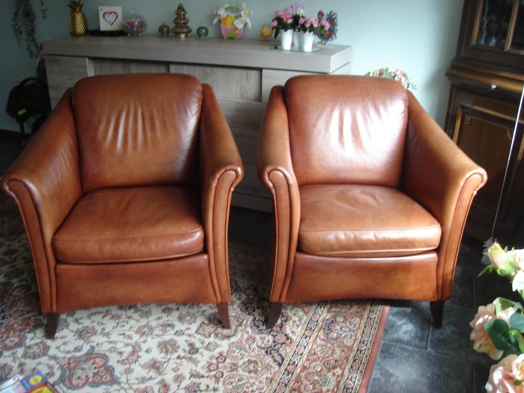 Fauteuils, Huis en Inrichting, Fauteuils, Ophalen, Gebruikt, Minder dan 75 cm, Leer