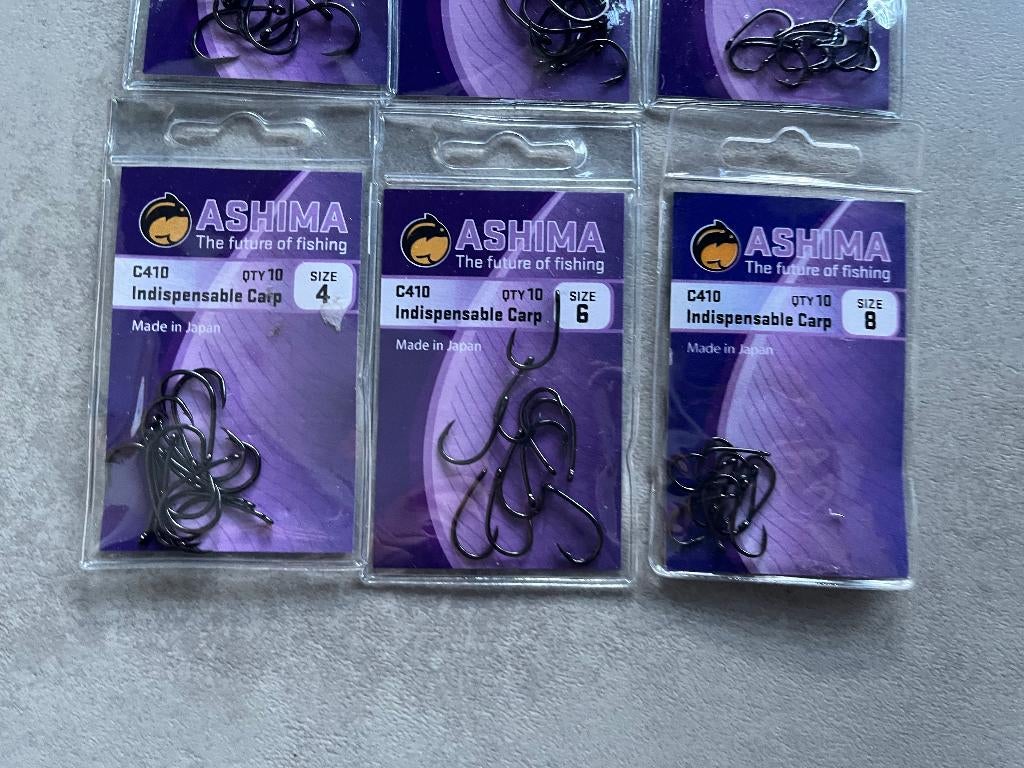 adv 220 / NIEUW serie 6 pakjes karperhaken ASHIMA C410, Ophalen of Verzenden, Nieuw, Haak