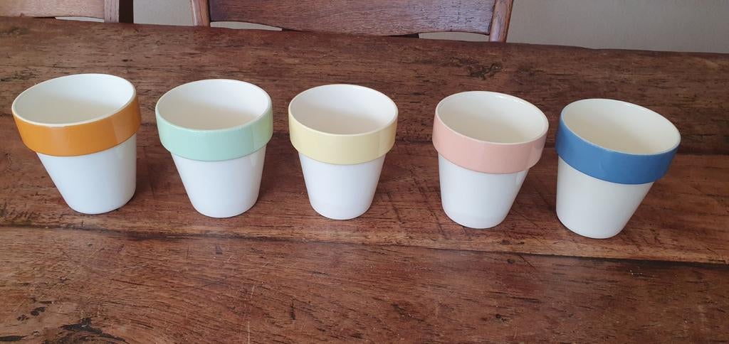 Pastel kleine melkbekers Regout mosa royal sphinx, Antiek en Kunst, Ophalen of Verzenden