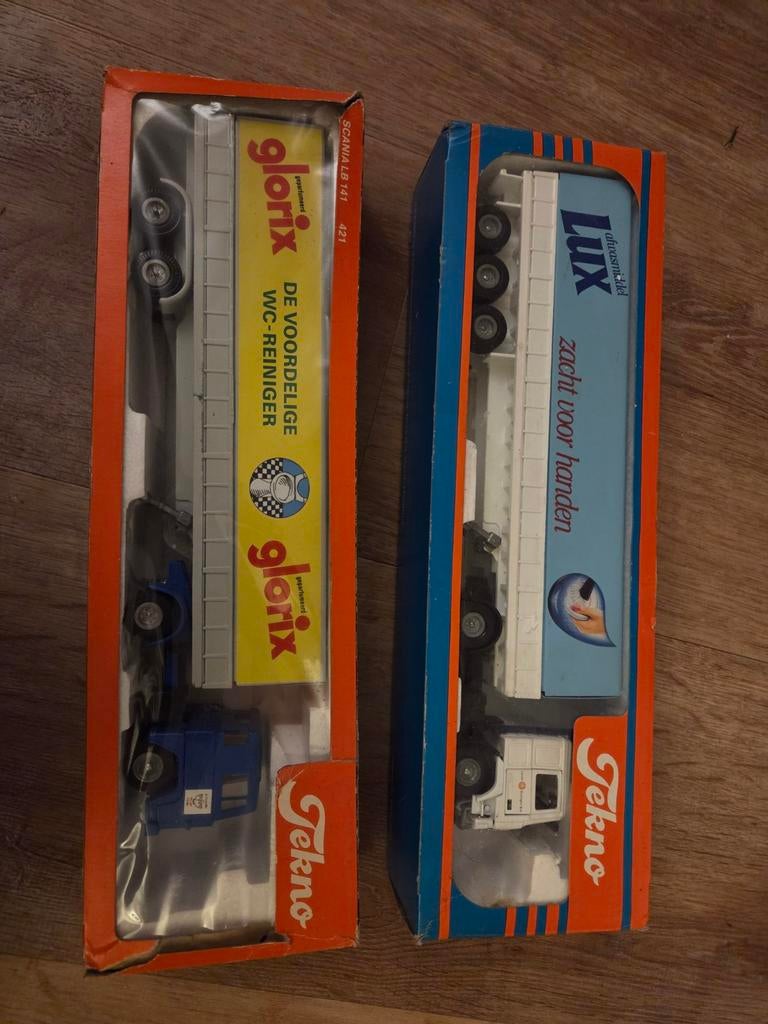 Vintage Tekno Vrachtwagen Verzameling in Doos, Ophalen of Verzenden