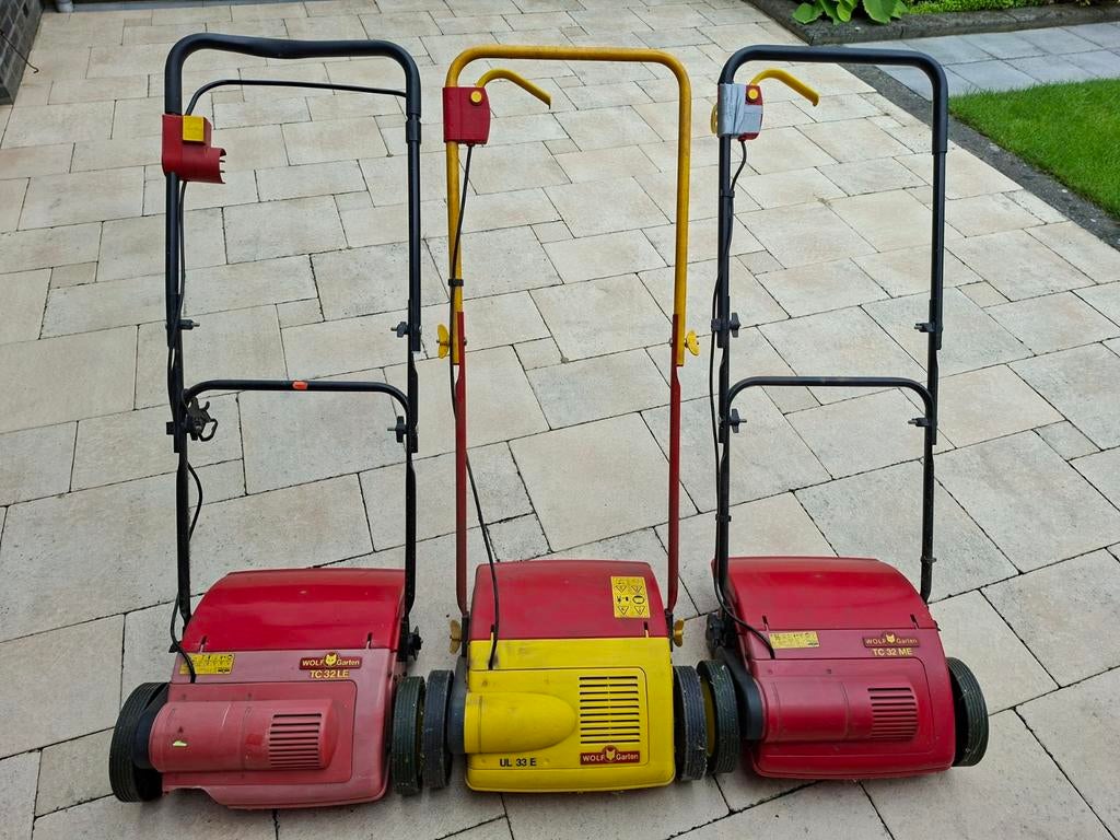 Wolf Garten Kooimaaiers en Verticuteer/Beluchtings Machine, Ophalen, Gebruikt, Elektrische grasmaaier, Opvangbak