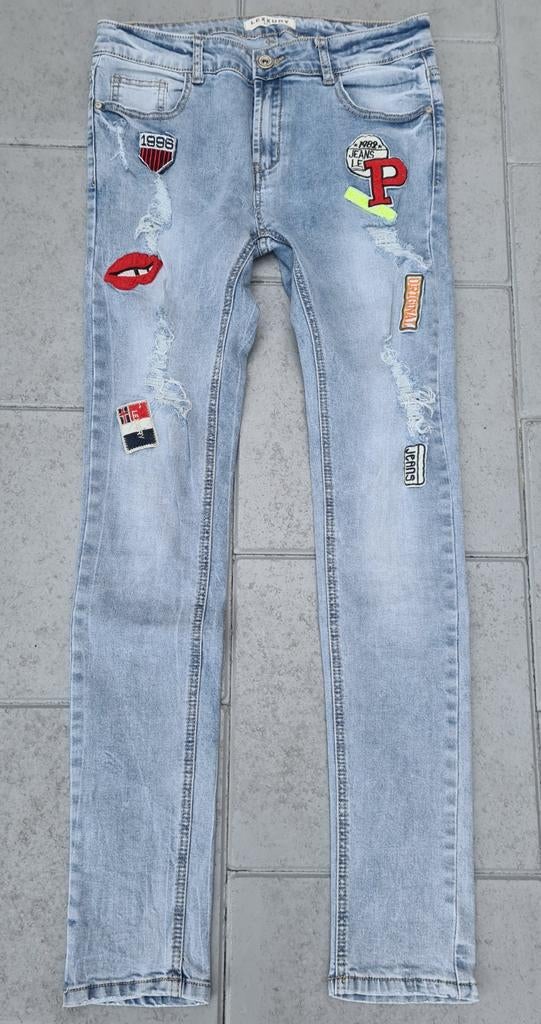 NIEUW LEXXURY Jeans mt 40 met patches stretch, Ophalen, Nieuw, Blauw, W30 - W32 (confectie 38/40)