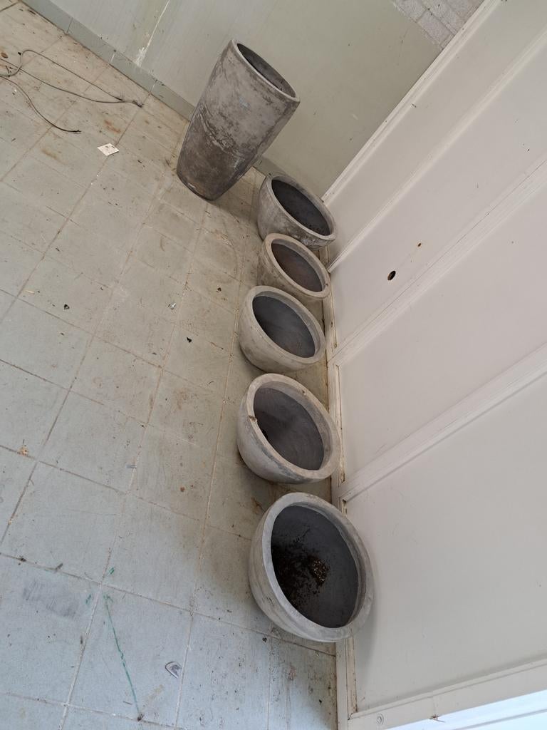 Plantenbakken/potten in 3 maten - 6 stuks, Tuin en Terras, Bloembakken en Plantenbakken, Ophalen, Kunststof, Gebruikt, Rond