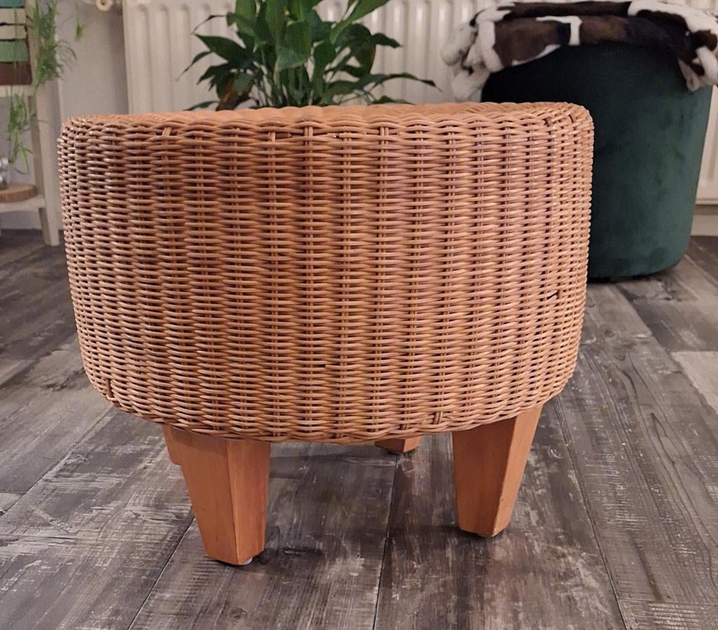 Rotan tafeltje, Huis en Inrichting, Tafels | Bijzettafels, Ophalen, Minder dan 45 cm, Minder dan 55 cm, Rond