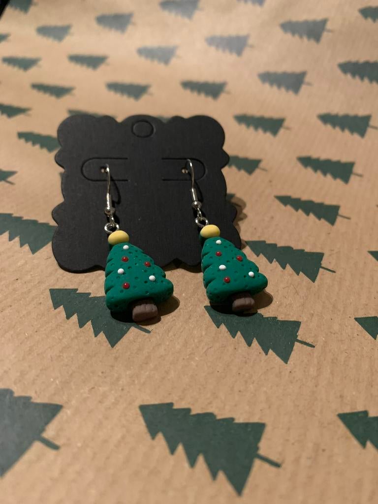 Kerstboom, Sieraden, Tassen en Uiterlijk, Oorbellen, Nieuw, Hangers, Overige materialen, Groen, Ophalen of Verzenden