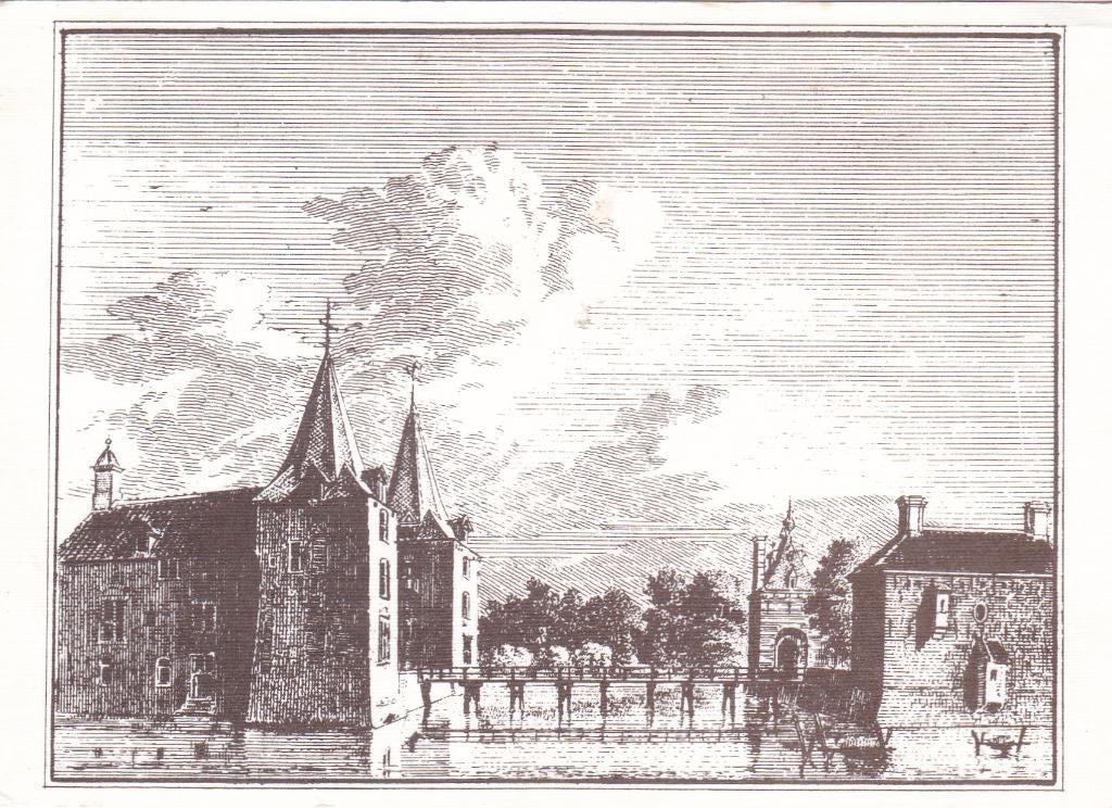 Langerak. 't Slot.  (pentekening op kaart), Verzenden, 1960 tot 1980, Gelopen, Zuid-Holland