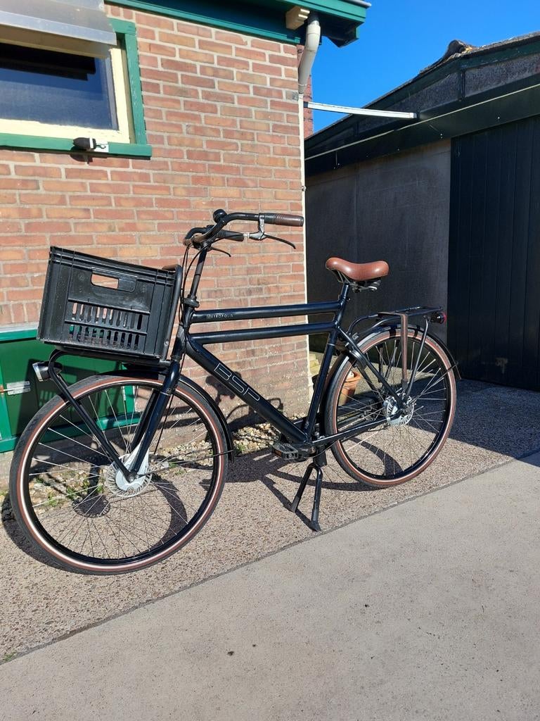 Zwarte BSP Metropolis  herenfiets., Versnellingen, Zo goed als nieuw, 57 tot 61 cm, Trommelrem