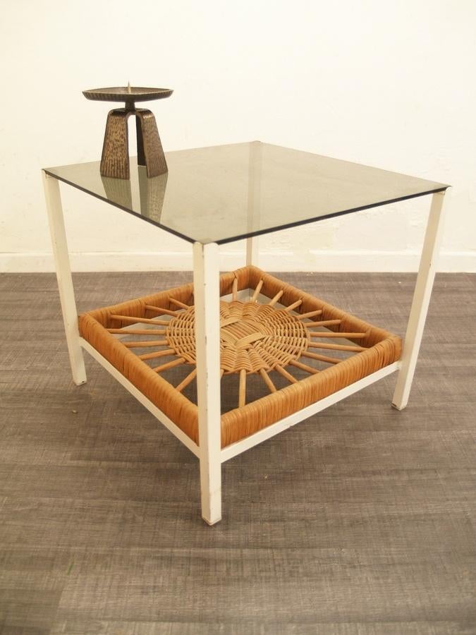 Jaren 60 metalen vintage bijzettafeltje - mid century design, Ophalen