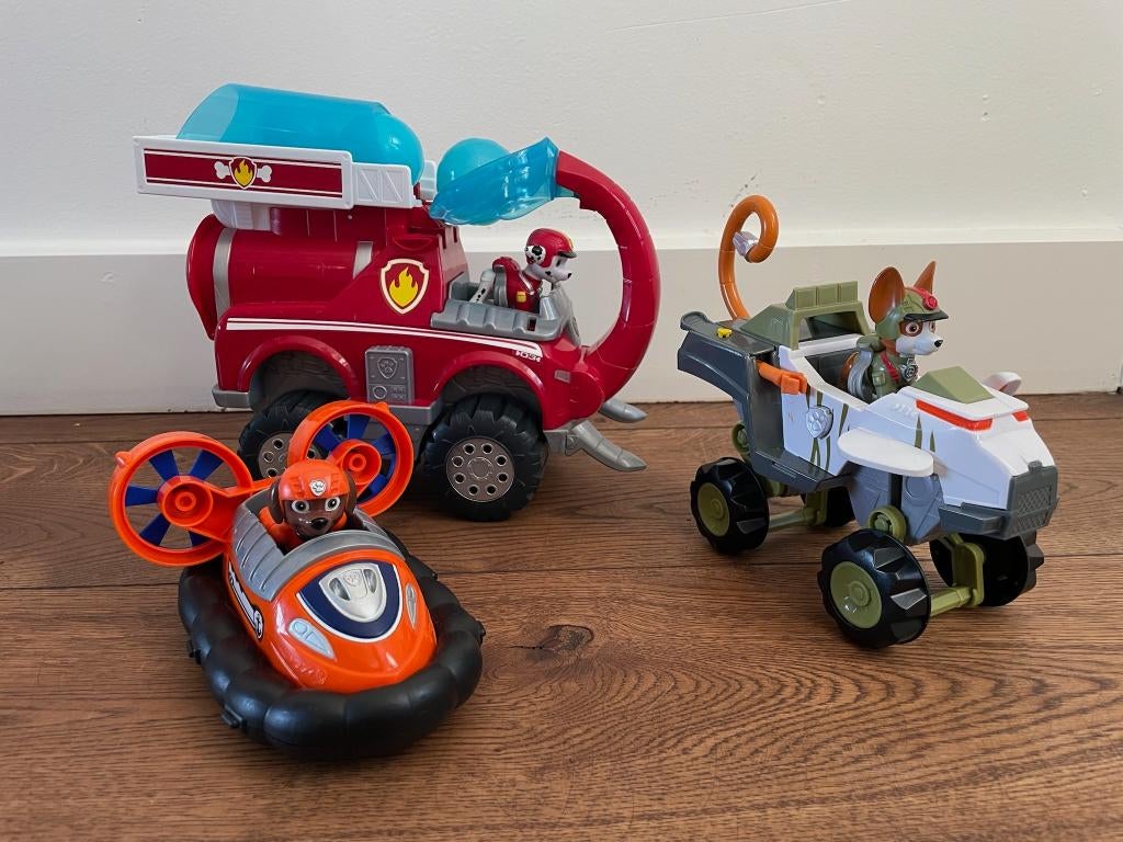 Paw Patrol - 3 voertuigen inclusief pups, Ophalen of Verzenden, Zo goed als nieuw