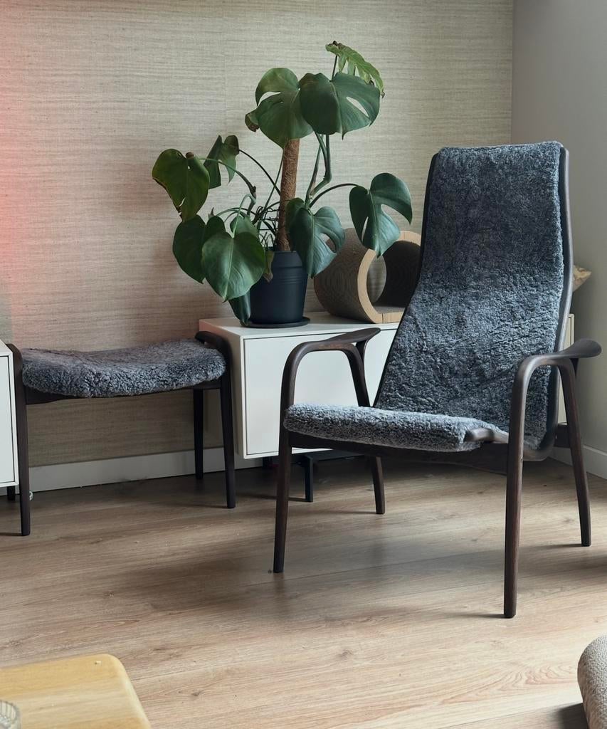 Swedese Lamino fauteuil + voetenbank, Ophalen, 75 tot 100 cm, Zo goed als nieuw, 50 tot 75 cm