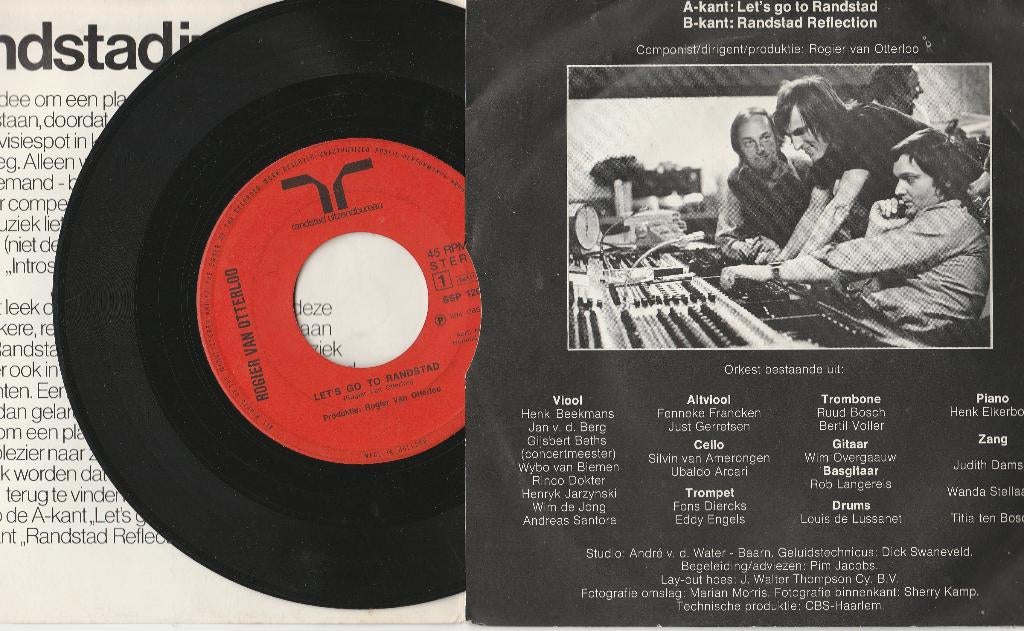 Rogier Van Otterloo - Let's Go To Randstad -vinyl 7'' jazz, Ophalen, Gebruikt, 1980 tot heden, 12 inch