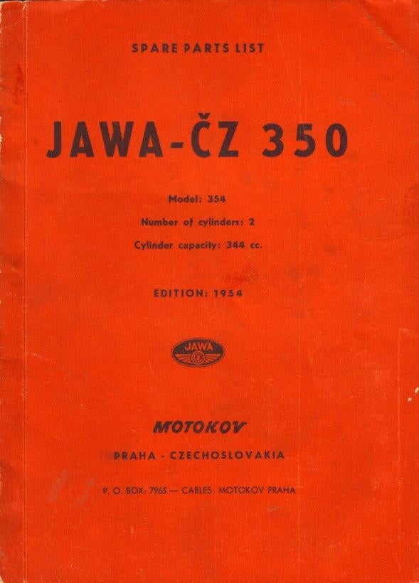 Jawa 350 Spare Parts List 1954 CZ (2080z), Motoren, Verzenden, Overige merken