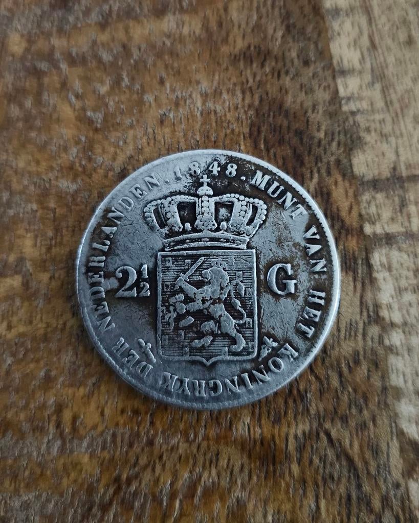Willem 11 rijksdaalder uit 1848, Postzegels en Munten, Munten | Nederland, Ophalen of Verzenden, Koning Willem II, 2½ gulden
