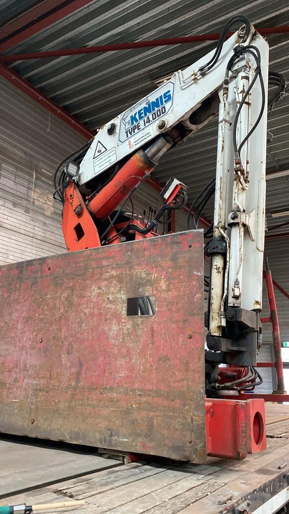 Stenentrailer 3-assig met Kennis 14.000 kraan, Ophalen, Ntb, Ntb, Ntb