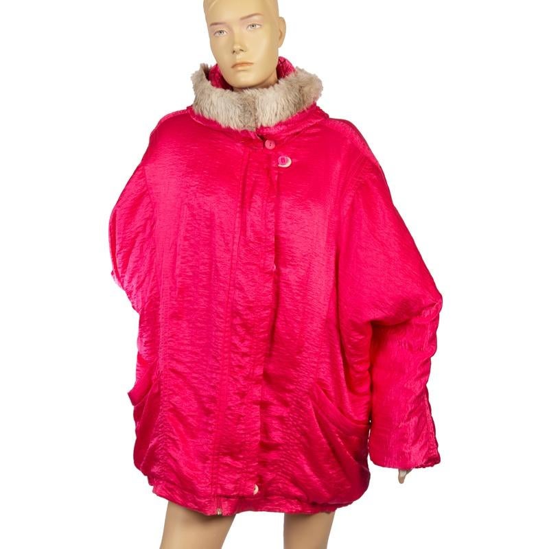 Knalroze jaren 80 vintage (ski) jas maat XXL, Ophalen of Verzenden, Gedragen, Maat 46/48 (XL) of groter, Roze