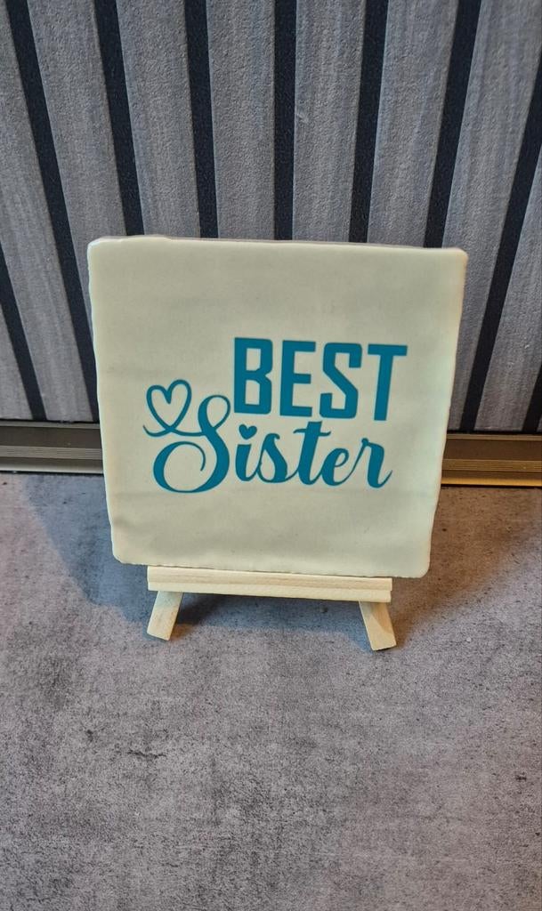 Tegel met tekst 'Best Sister', Overige materialen, Minder dan 50 cm, Nieuw, Ophalen of Verzenden