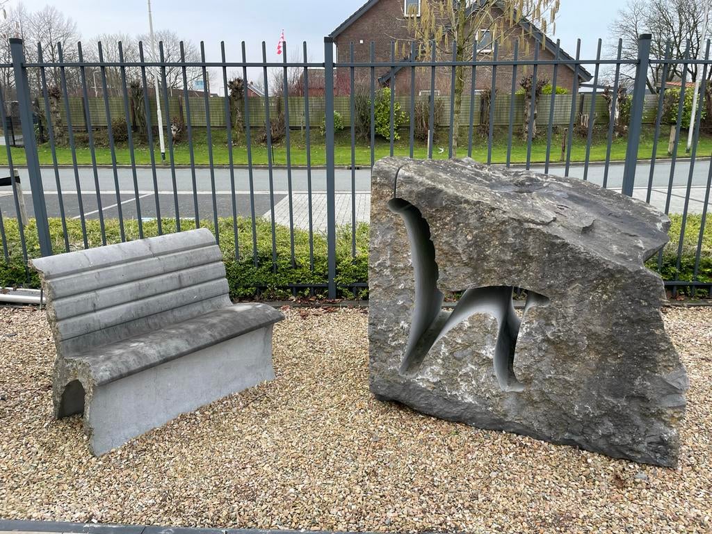 Belgisch Hardsteen Bank - Uniek Design, Ophalen, Gebruikt, Overige materialen