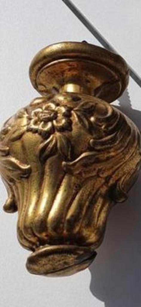 Antieke Franse dennenappel finial gordijn verguld brons €69, Ophalen of Verzenden