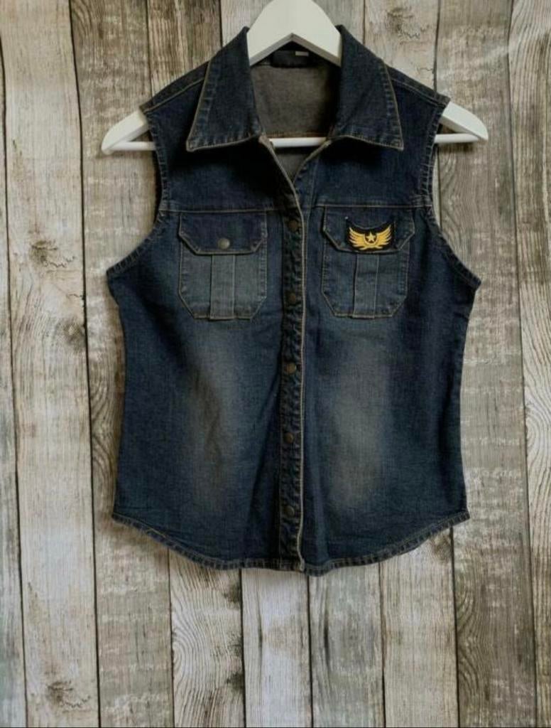 Leuk spijker gilet (Maat S/M), Maat 38/40 (M), Zonder mouw, Gedragen, Verzenden