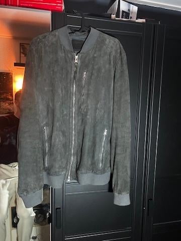 Allsaints Suede Leren Bomberjack, grijs, Verzenden, Maat 56/58 (XL), Zo goed als nieuw, Allsaints