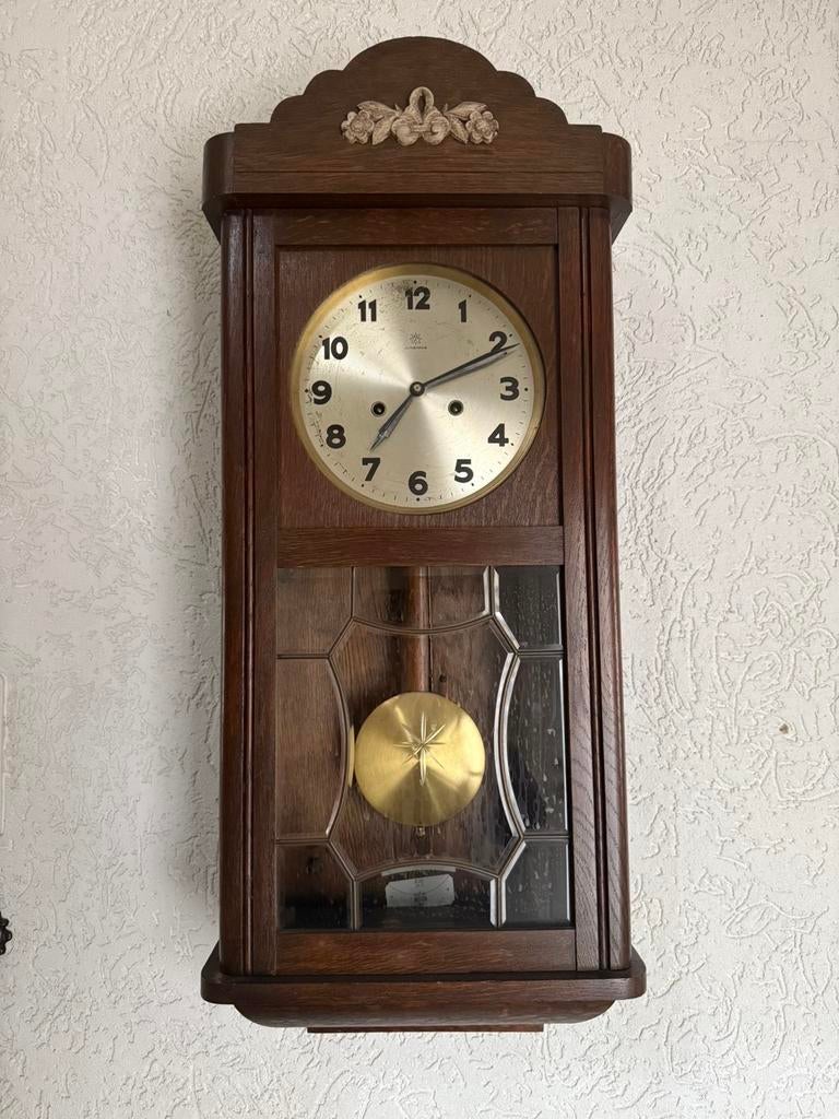 Antieke Junghans Wandklok met Slinger, Ophalen of Verzenden
