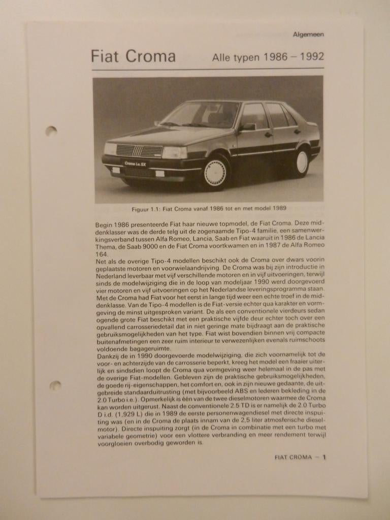 Fiat Croma Ducato Punto Uno Bravo Brava Olyslager Vraagbaken, Ophalen of Verzenden