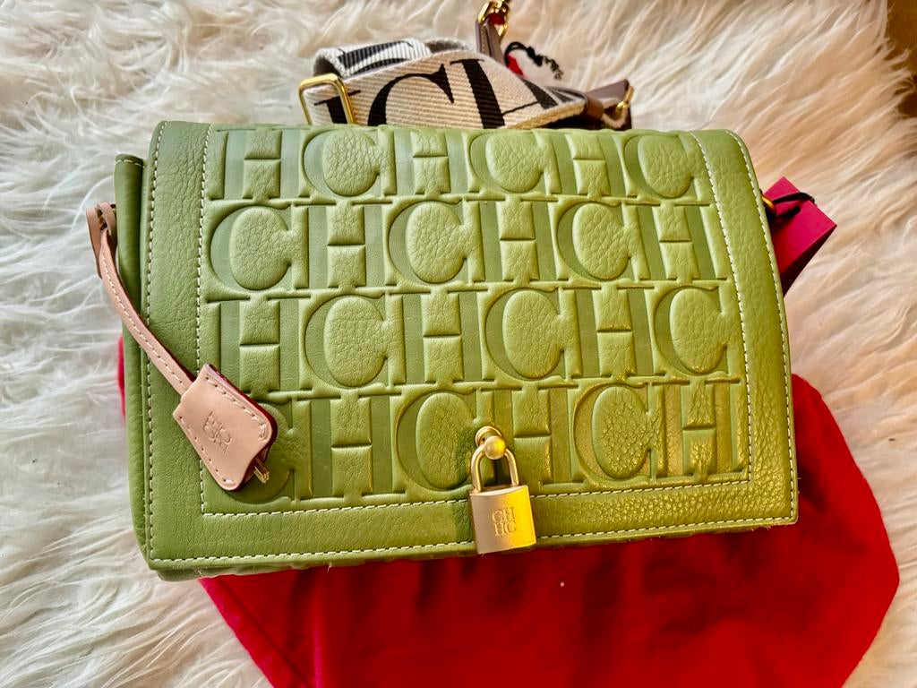 Carolina Herrera Andy Locked Crossbody bag, Sieraden, Tassen en Uiterlijk, Ophalen of Verzenden, Nieuw, Groen, Schoudertasje
