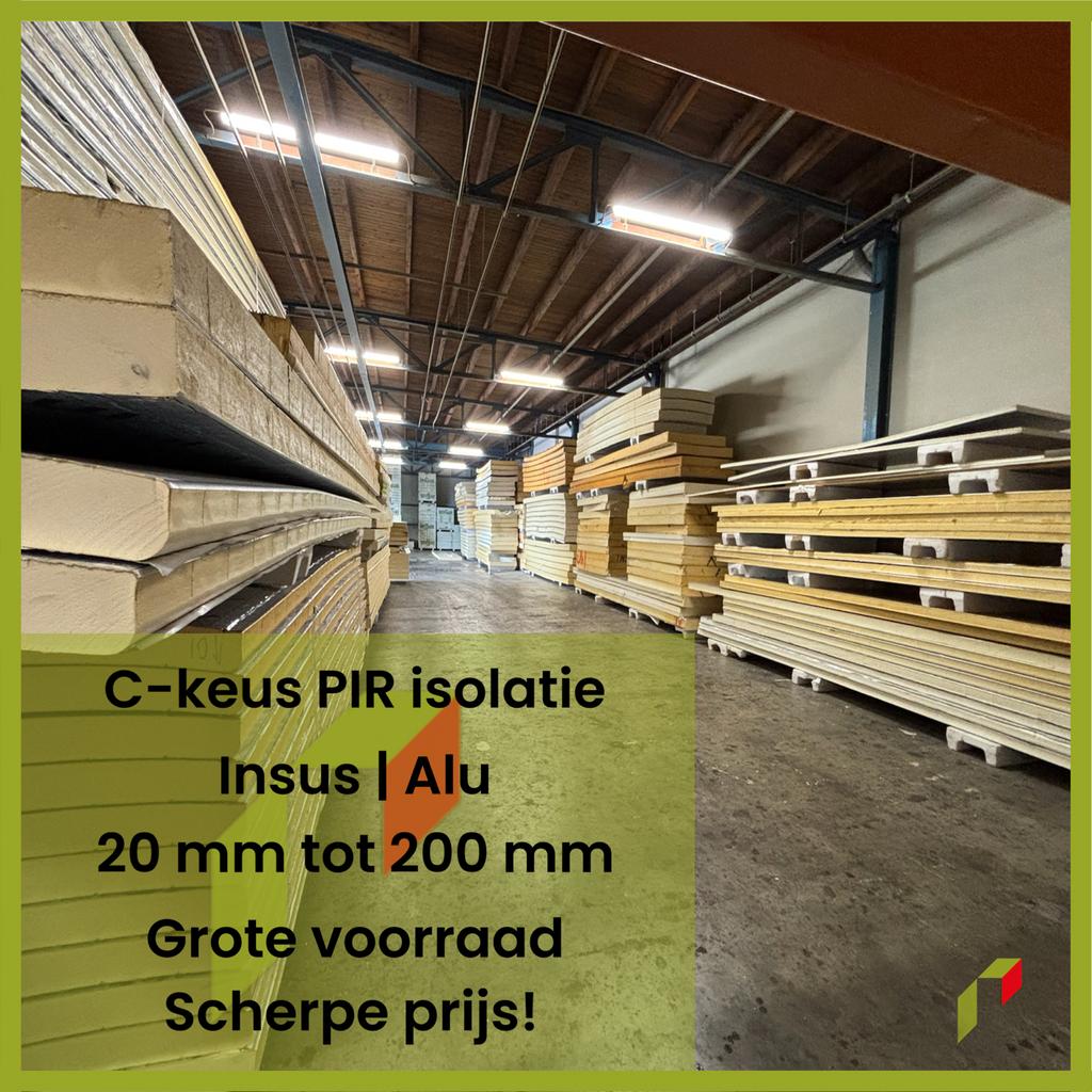 C-keus Pir-isolatie | Insus | 20 mm t/m 200 mm | Alu, Doe-het-zelf en Verbouw, Isolatie en Afdichting, Ophalen, Dakisolatie, Zo goed als nieuw