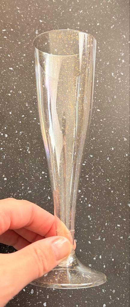 50x Kunststof Champagneglazen met Glitter, Verzamelen, Glas en Borrelglaasjes, Ophalen of Verzenden, Nieuw, Overige typen
